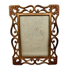 Vintage Scroll Metal Picture Photo Frame 3X4.5" Ornate Art Deco Copper Tone